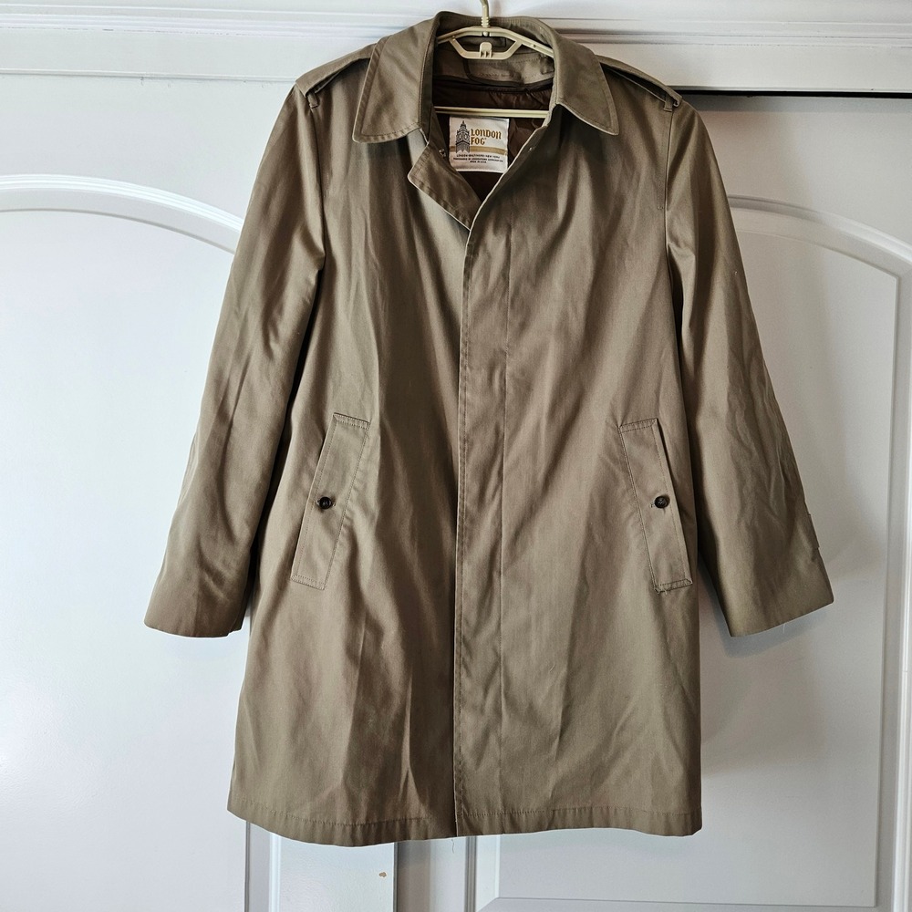 Vintage London Fog‎ Trench Coat Mens 42 Long Tan Khaki Thinsulate Liner